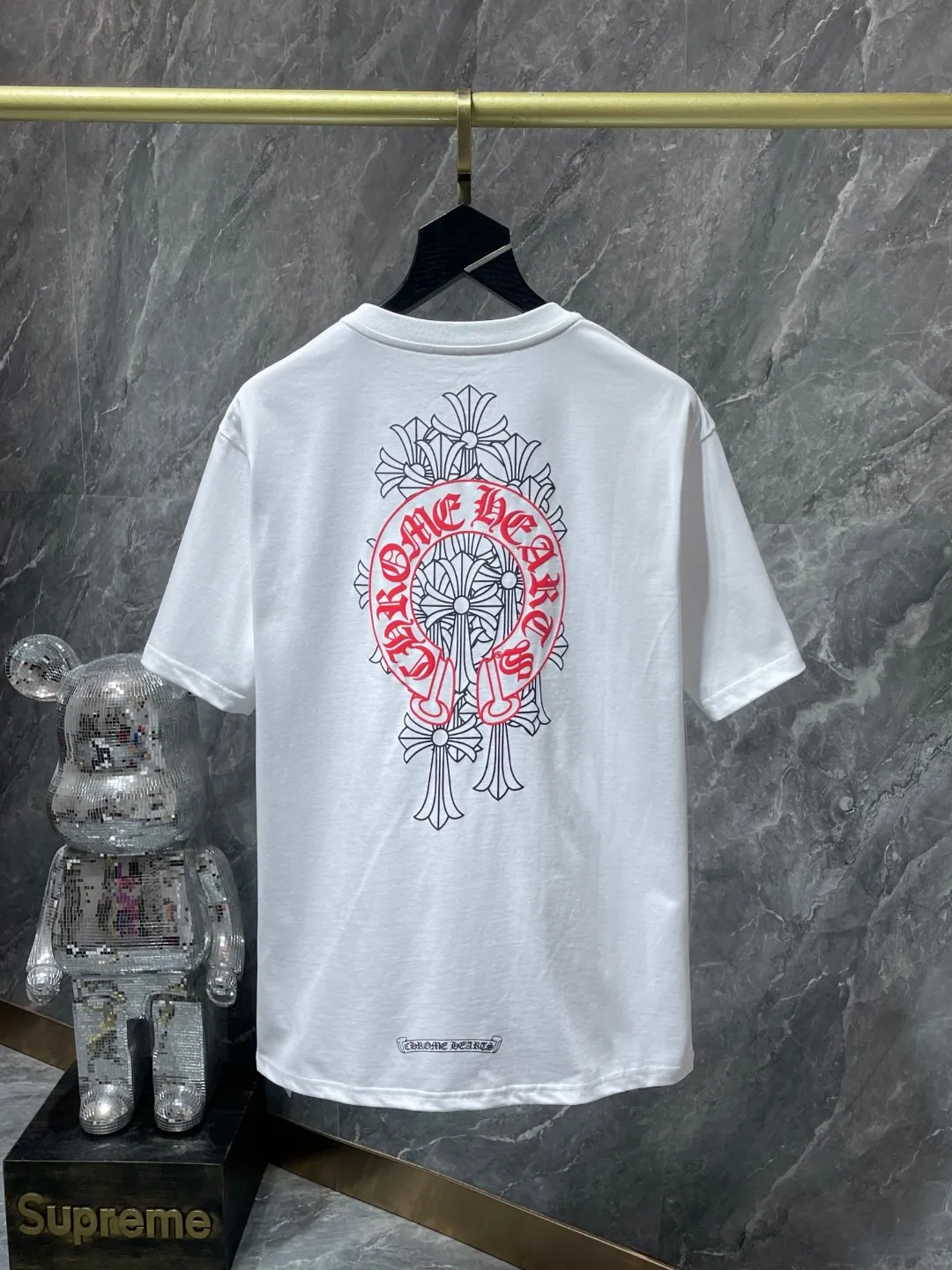 P140 ✨New arrival✨ Chrome Hearts 25ss High gram weight environmentally friendly high-quality top fabric 260g~270g Chrome classic phantom cross group red horseshoe short sleeves Imported environmentally friendly glue printing and dyeing Counter synchronization 1:1 replica version 🌈Recommended colors: black white pink 🌈 Size: S, M, L, XL